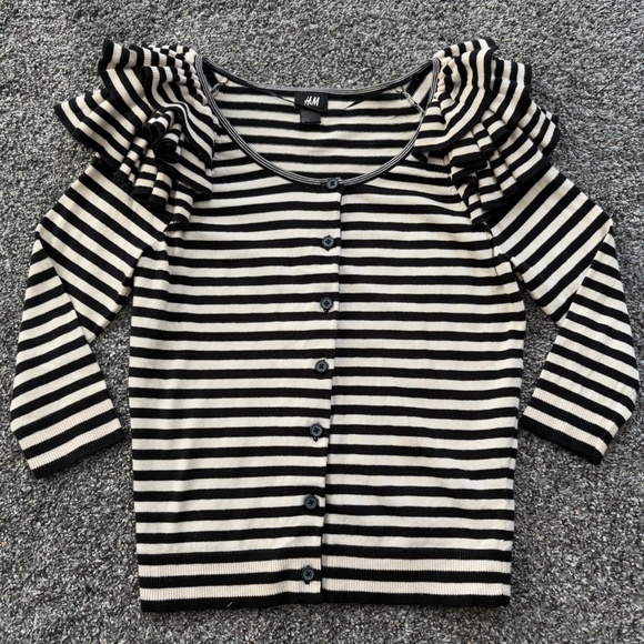 H&M- Ruffle Striped Sweater - Picture 1 of 3